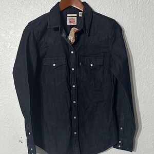 NWT Levi's Dark Denim Button-Up Shirt Tailored Fit Size S